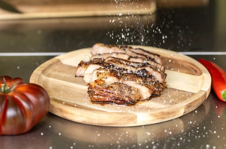 Juicy fire-grilled pork neck steak